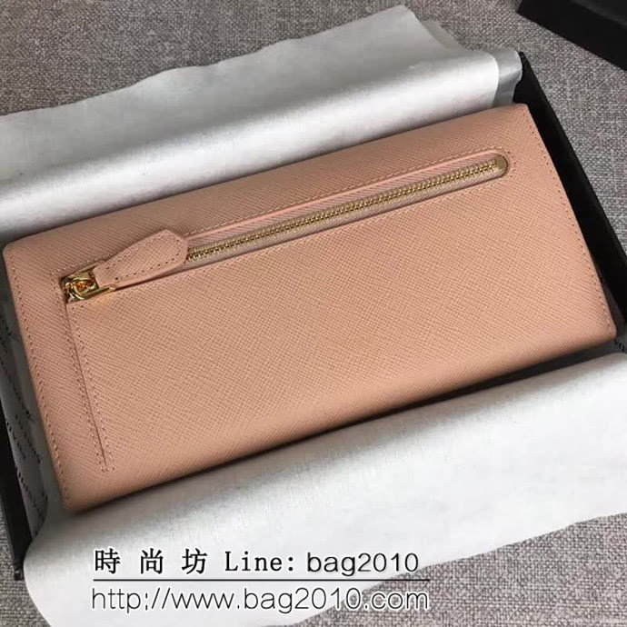 PRADA普拉達 經典爆款 頂級原單十字紋牛皮 女士翻蓋錢夾 配鏈條 1MH132 DD1411